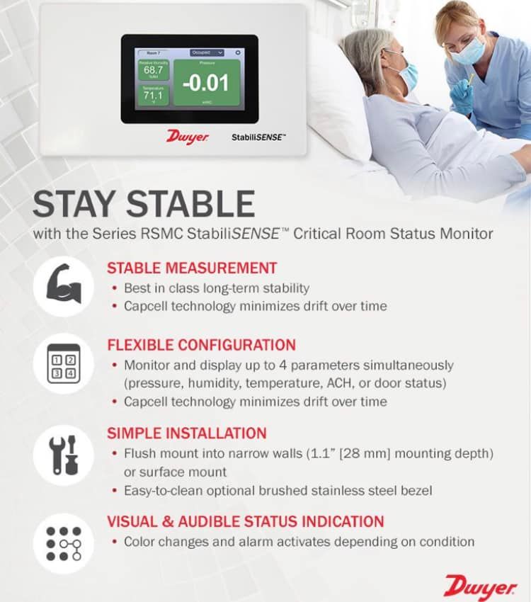 Dwyer StabiliSENSE™ Critical Room Status Monitor Series RSMC