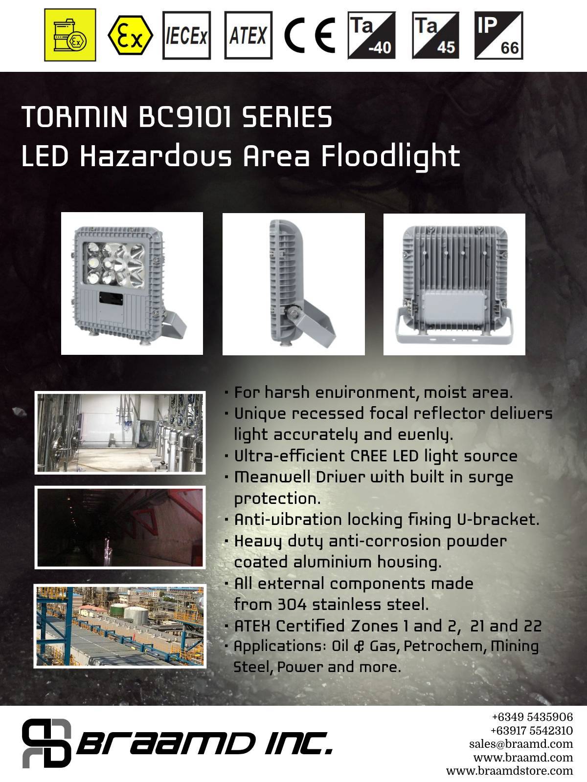 TORMIN BC9101 SERIES LED Hazardous Area Floodlight
