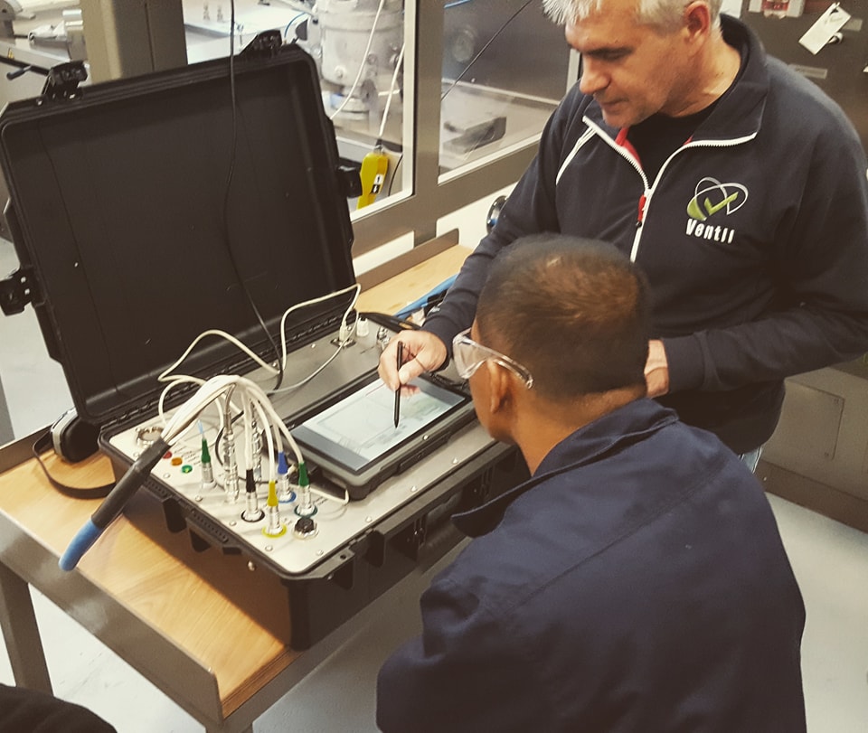 In Photo: PREVENTEST On-Place Testing System. Actual training of our clients in Ventil HQ, The Netherlands.