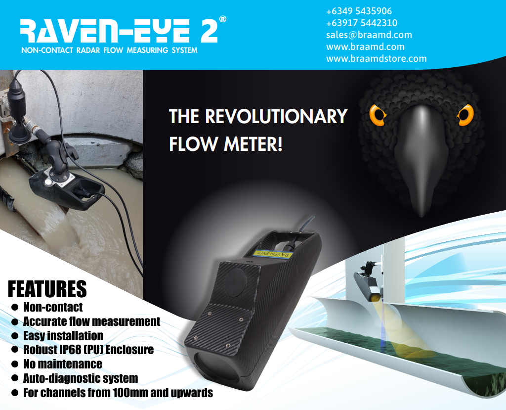 RAVEN-EYE Non-contact RADAR areavelocity flow meter for open channel flow measurements