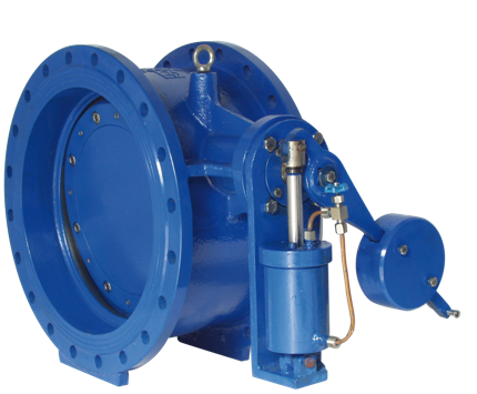 Valvotubi Butterfly check valves with counterweight and oil cylinder flanged PN 10