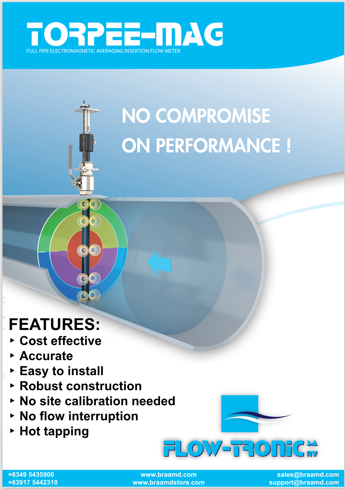 Torpee-Mag by Flow-tronic, Hot tap full profile electromagnetic insertion flowmeter