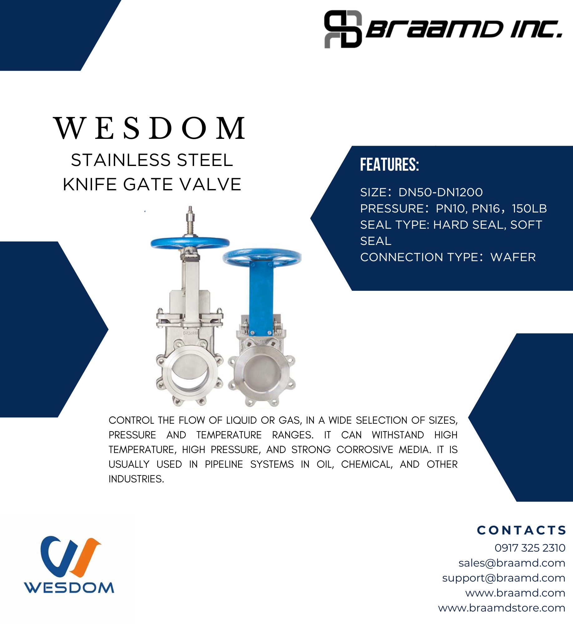 Wesdom Valves Stainless Steel Knife Gate Valve