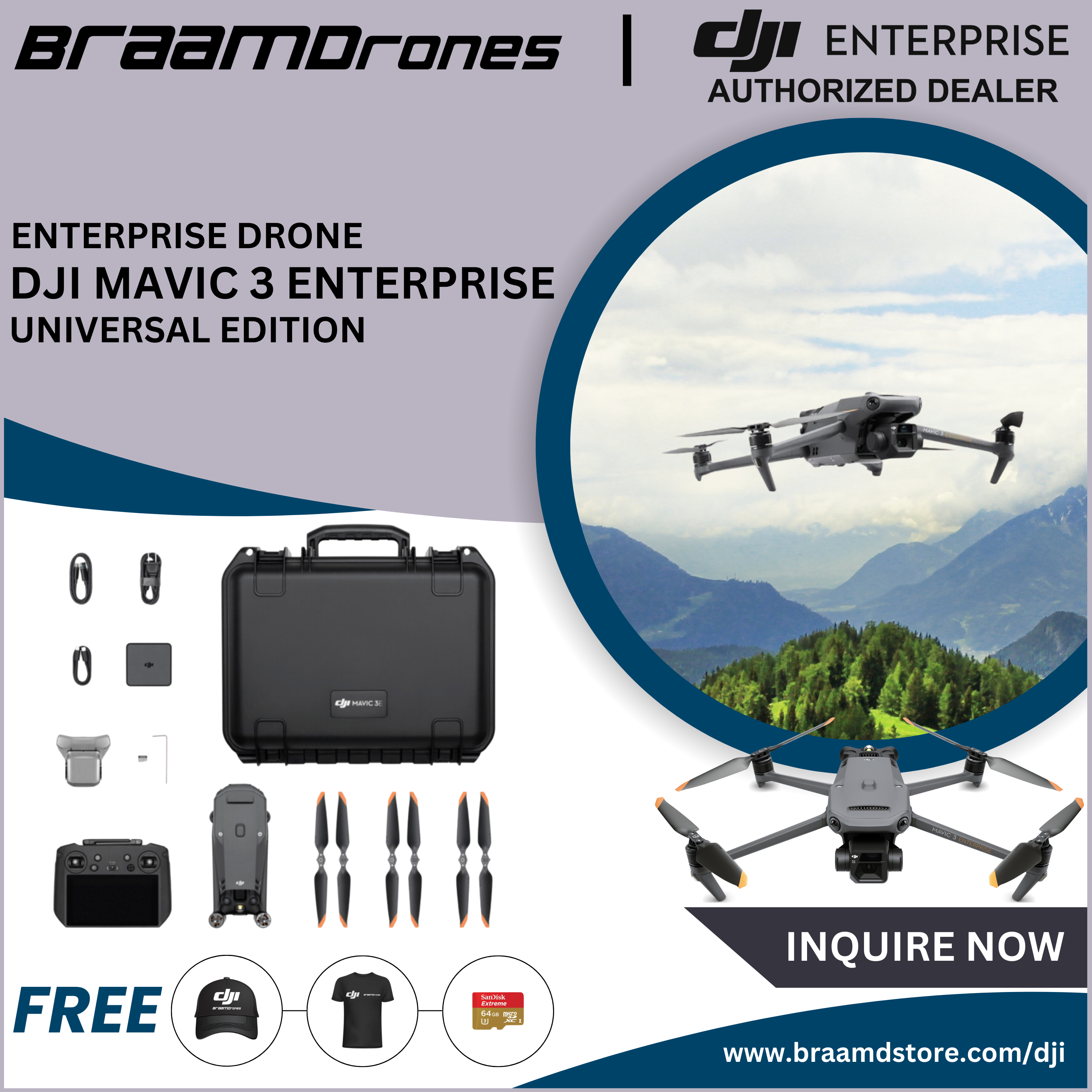 DJI Mavic 3 Enterprise Compact and Portable drone with fixed sensor (Mechanical shutter)