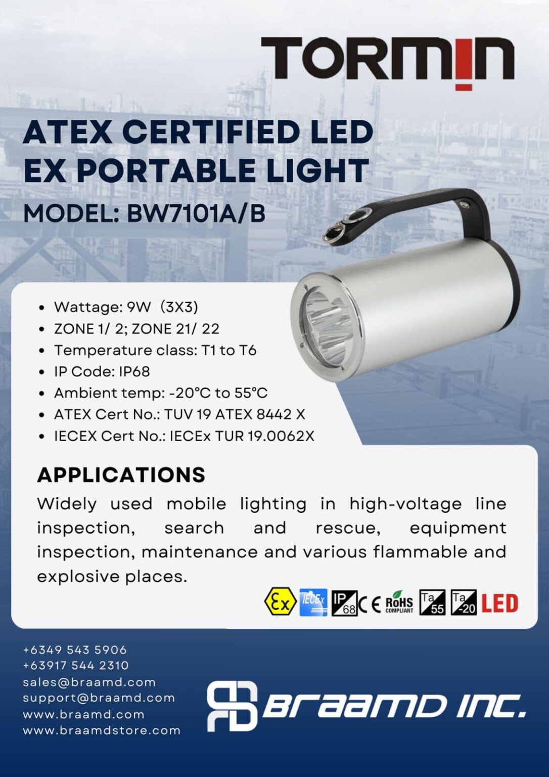 Tormin ATEX LED Ex-Proof Portable Light | BRAAMD Store