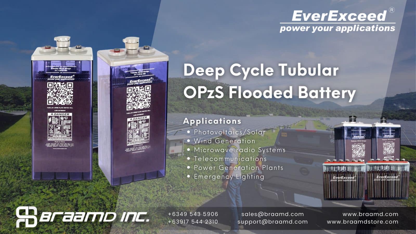 EverExceed Deep Cycle Tubular OPzS Flooded Batteries