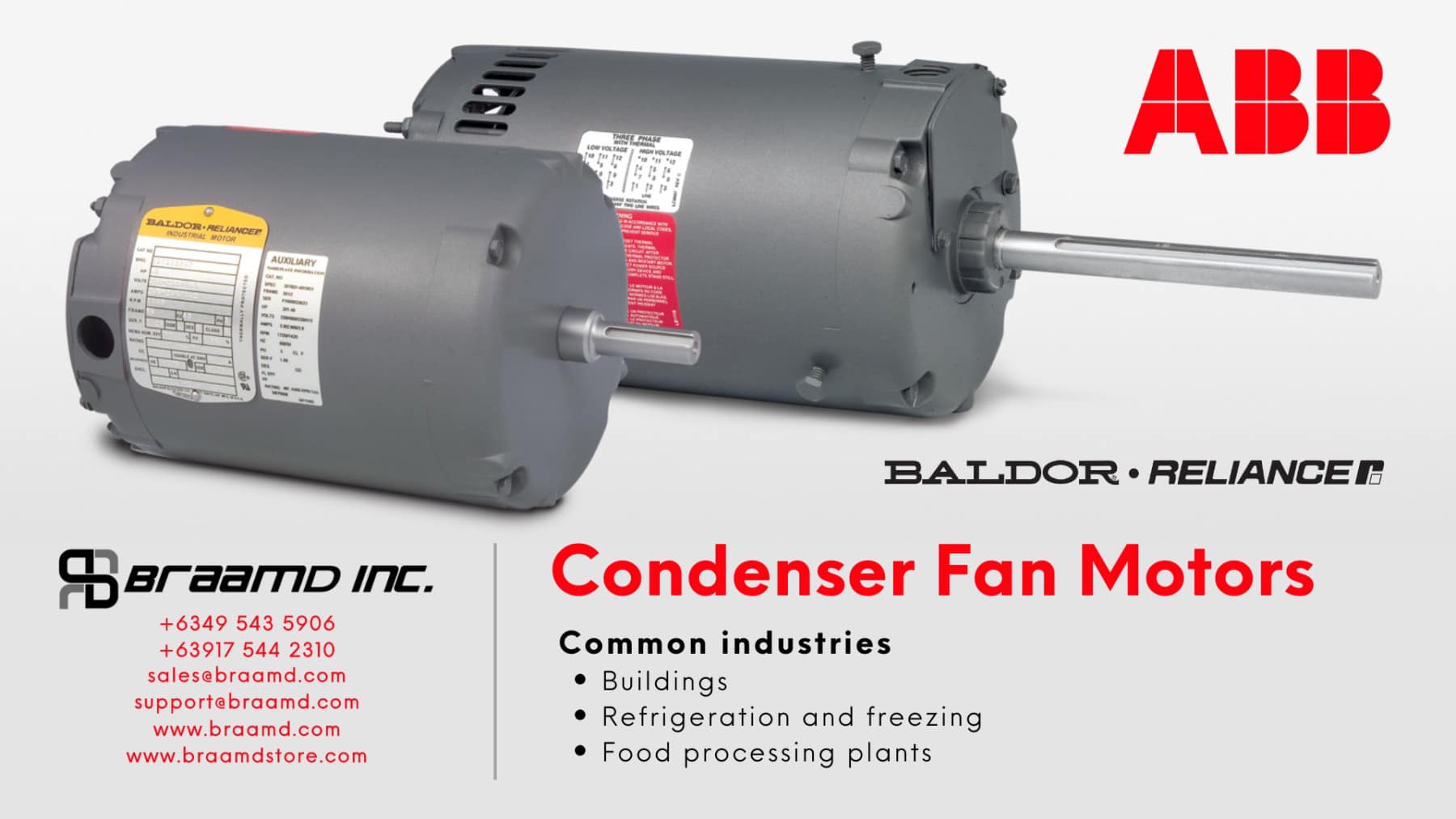 ABB Baldor Reliance Condenser Fan Motors