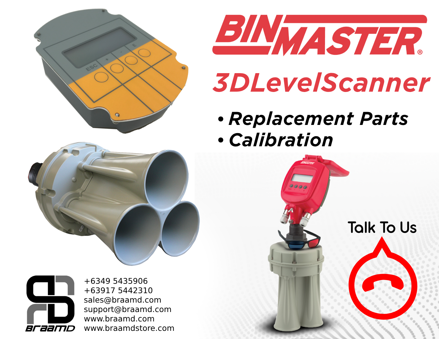 BinMaster 3DLevelScanner Replacement Parts For your BinMaster 3DLevelScanner spare parts requirements like modules, cards, transducers, mounting accessories, and more, please contact us. We are authorized distributor of BinMaster 3DLevelScanner devices, parts, software, and accessories here in the Philippines. We also do checking and calibration of existing APM Binmaster Scanners, ensuring accuracy, effectivity and integrity of installed systems.