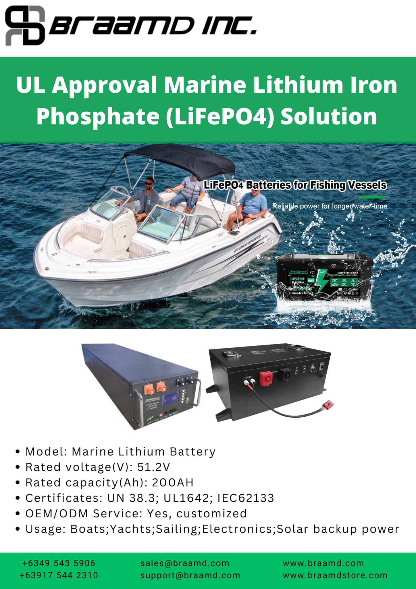 EverExceed lithium iron phosphate (LiFePO4) batteries fit all types of water craft and deliver the dependable power for everything you need.This battery is perfect for Boats, Yachts, Sailing, Electronics, Solar backup power, and other deep cycle requirements of your Marine applications.