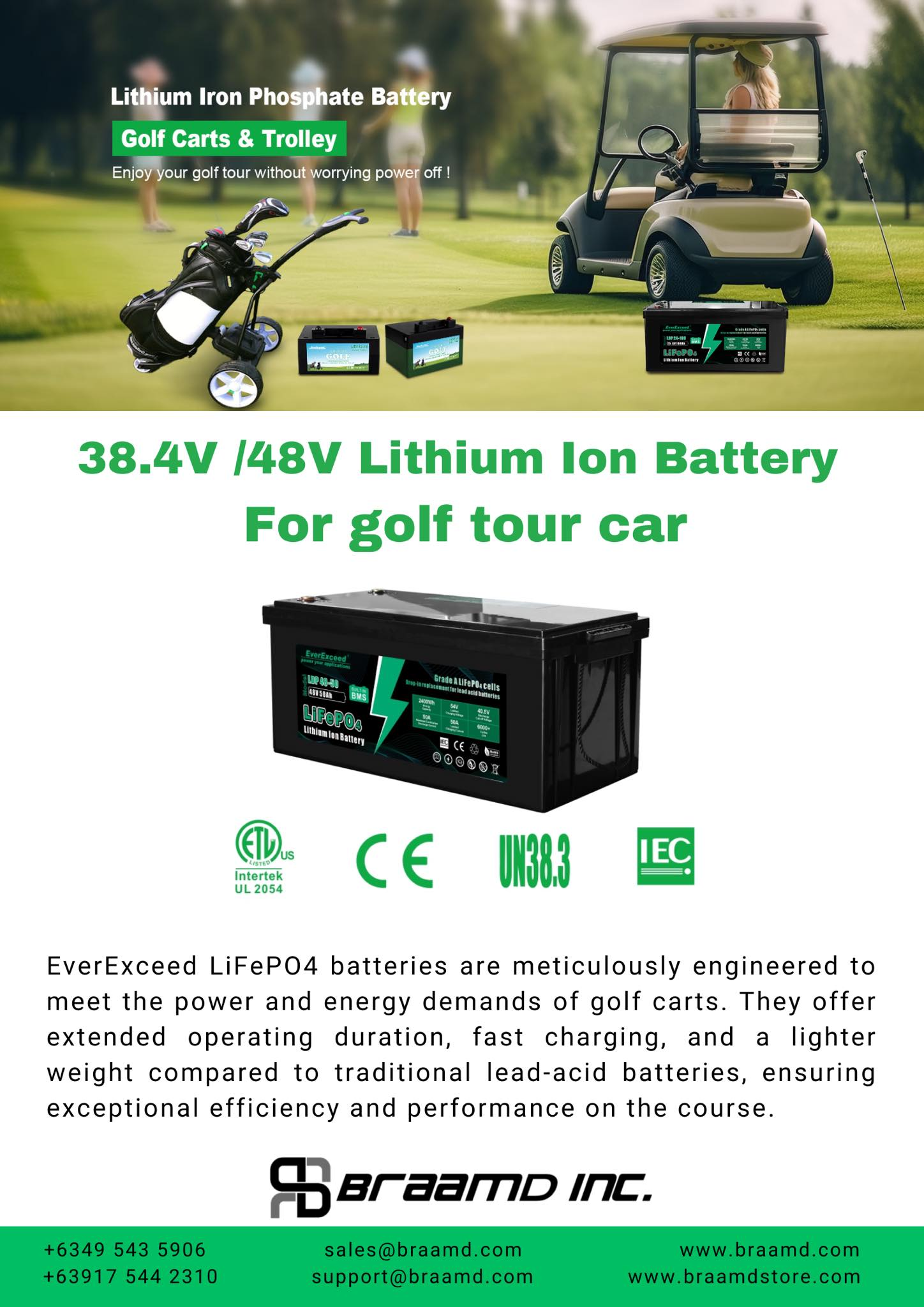 EverExceed Lithium Iron Phosphate Batteries for Golf Carts