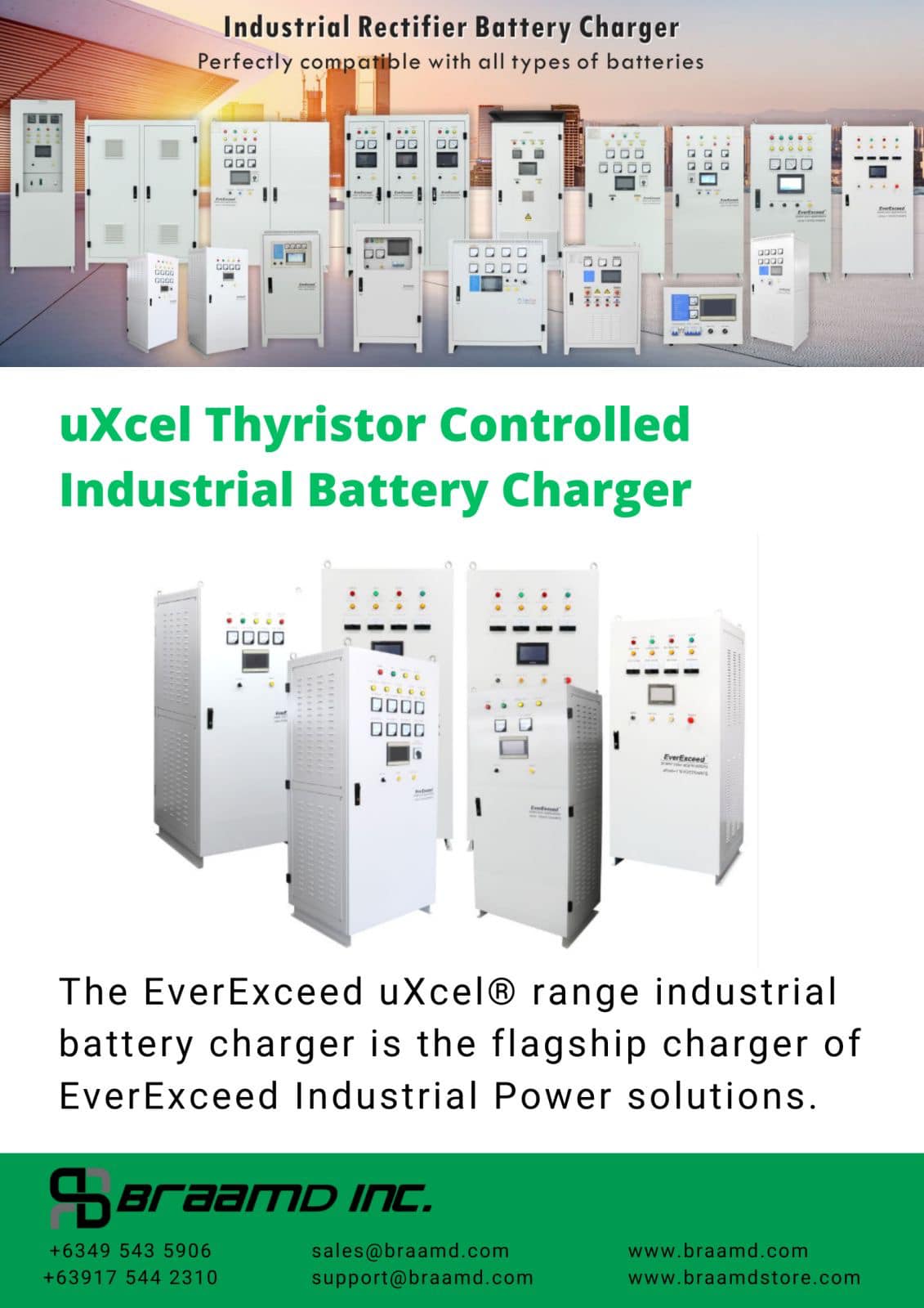 uXcel® Thyristor Controlled Industrial Battery Charger - the flagship charger of EverExceed Industrial Power solutions