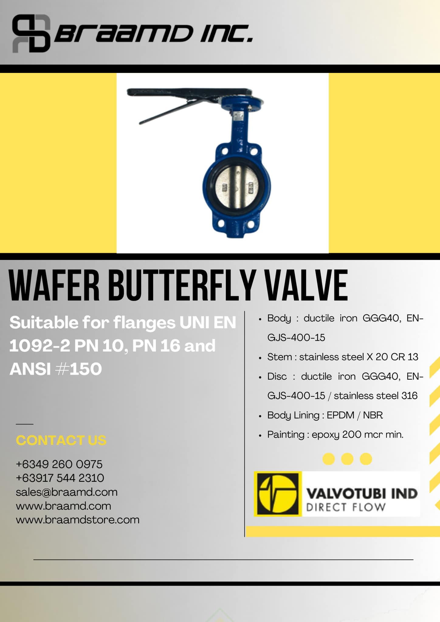 Valvotubi Wafer Butterfly Valves