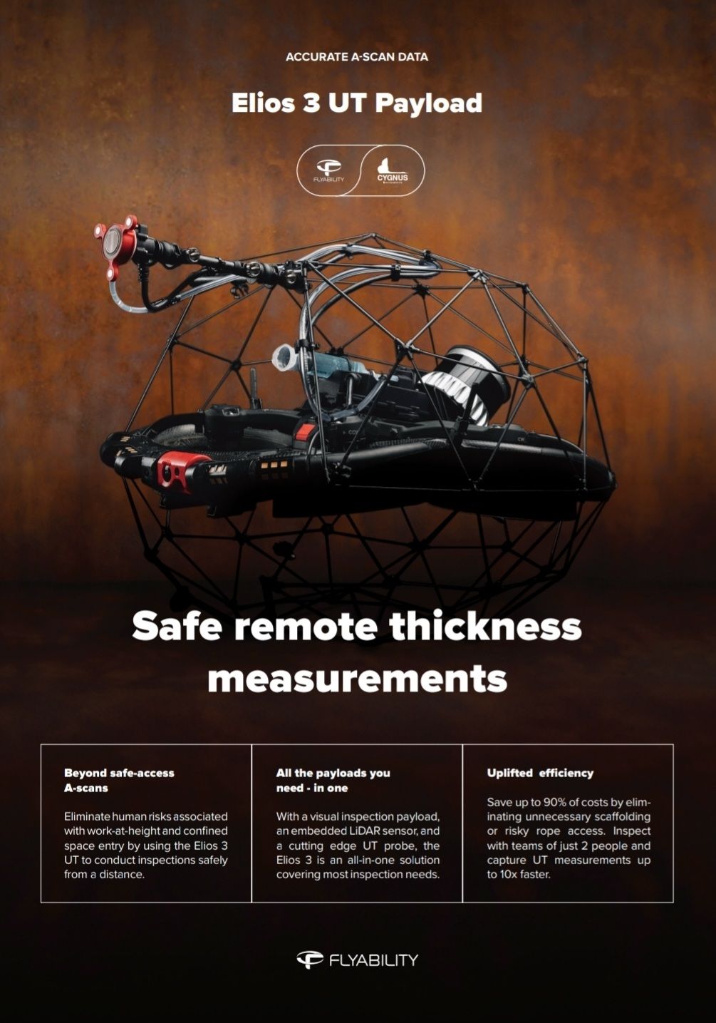 Safe remote thickness measurements with ELIOS 3 + UT Payload