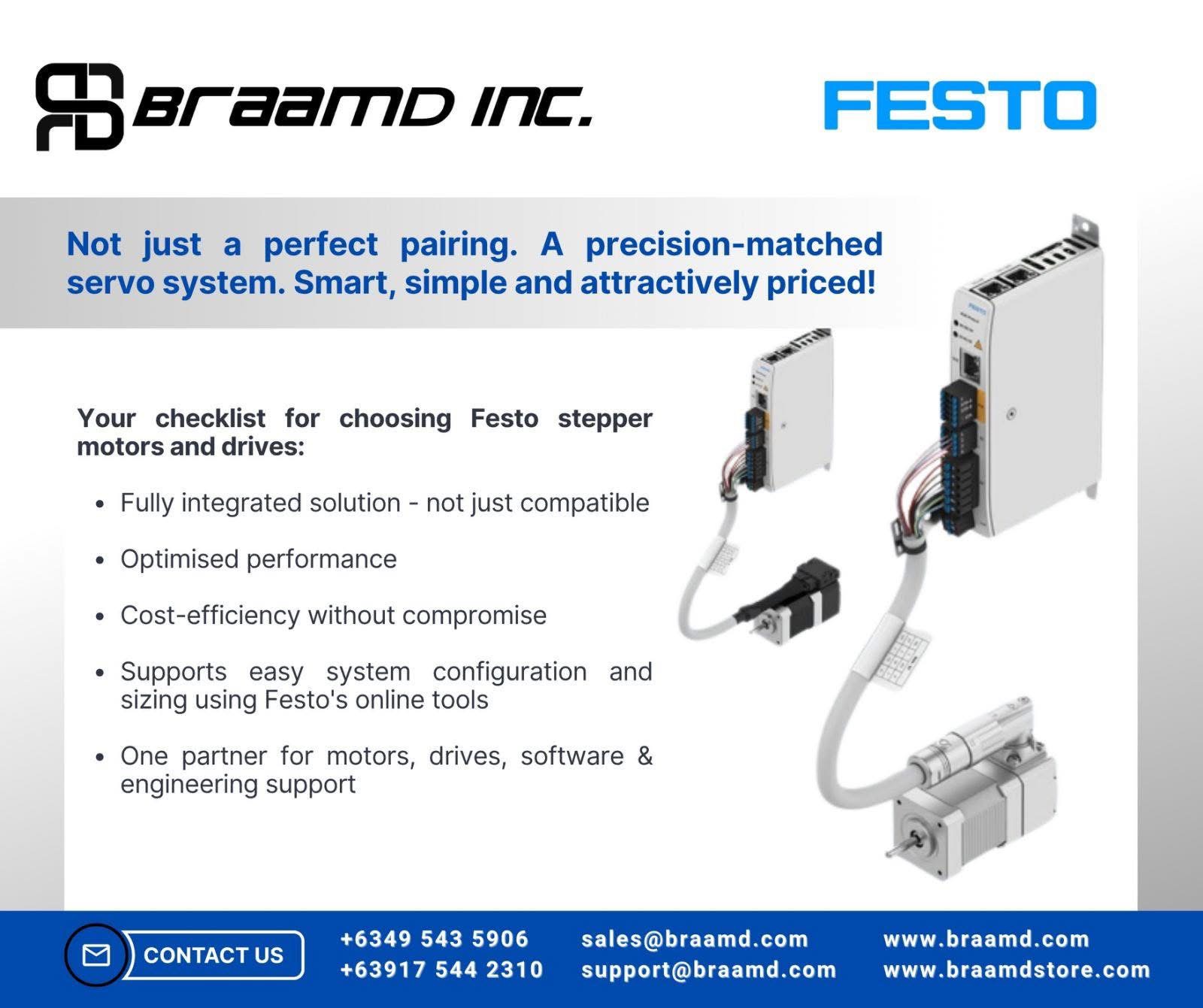 Did you know Festo’s family of EMMB-ST & EMMT-ST stepper motors have been designed to offer a coordinated and cost-effective system in combination with the multi-protocol CMMT-ST servo drive?