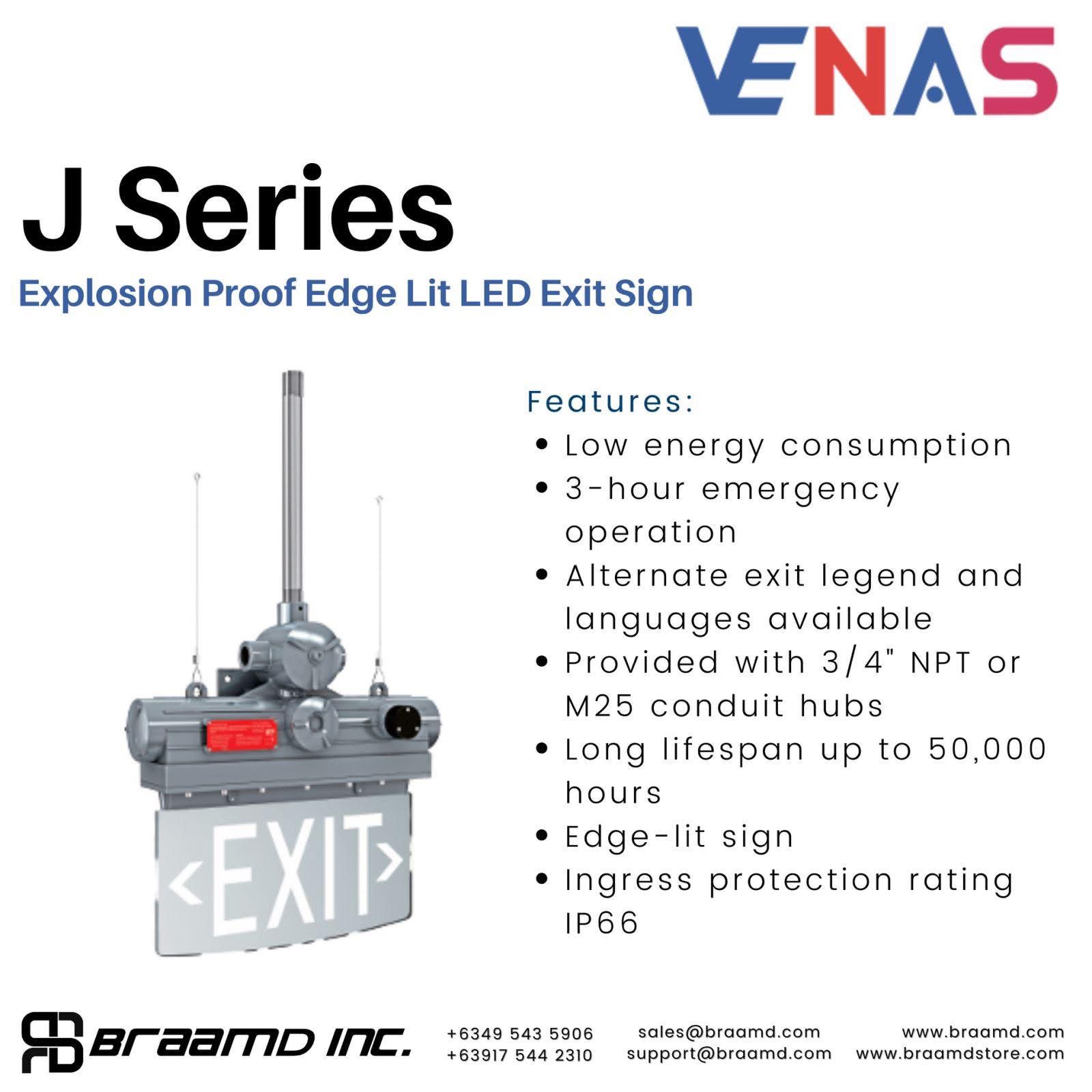 VENAS Explosion-Proof Edge-Lit LED Exit Sign Built for Tough Environments. Trusted in Emergencies.
