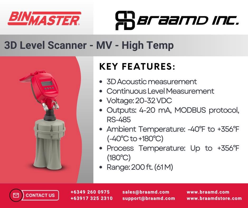 Take control of your inventory with the BinMaster 3D Level Scanner MV High Temp