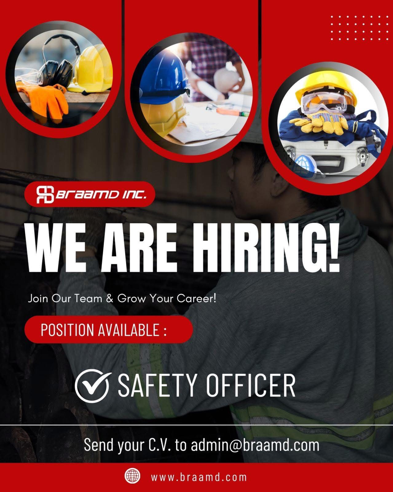 We're looking for a dedicated Safety Officer to join the BRAAMD Inc. team.
