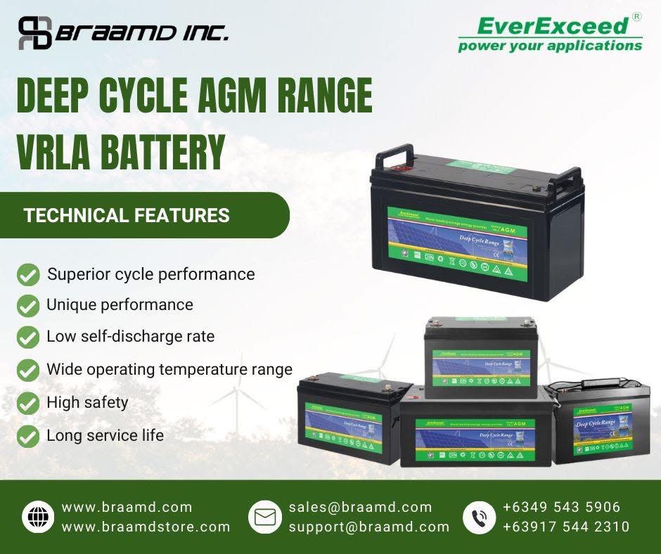 Powerful, Compact, EverExceed Deep-Cycle AGM (VRLA) Batteries