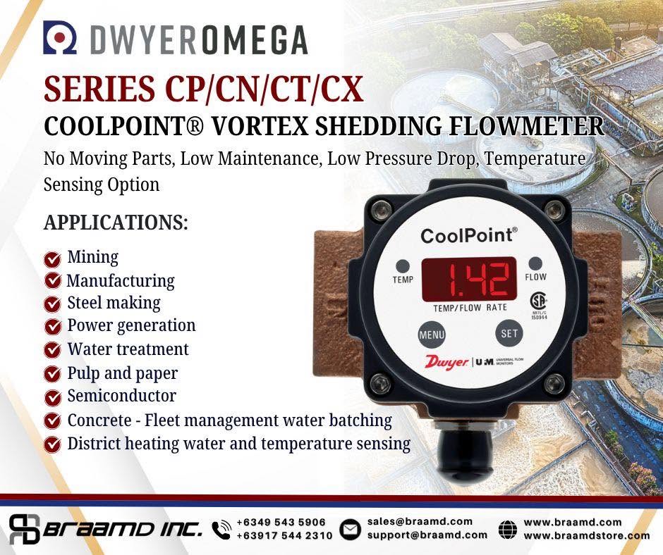 Dwyer Series CP/CN/CT/CX CoolPoint® Vortex Shedding Flowmeter