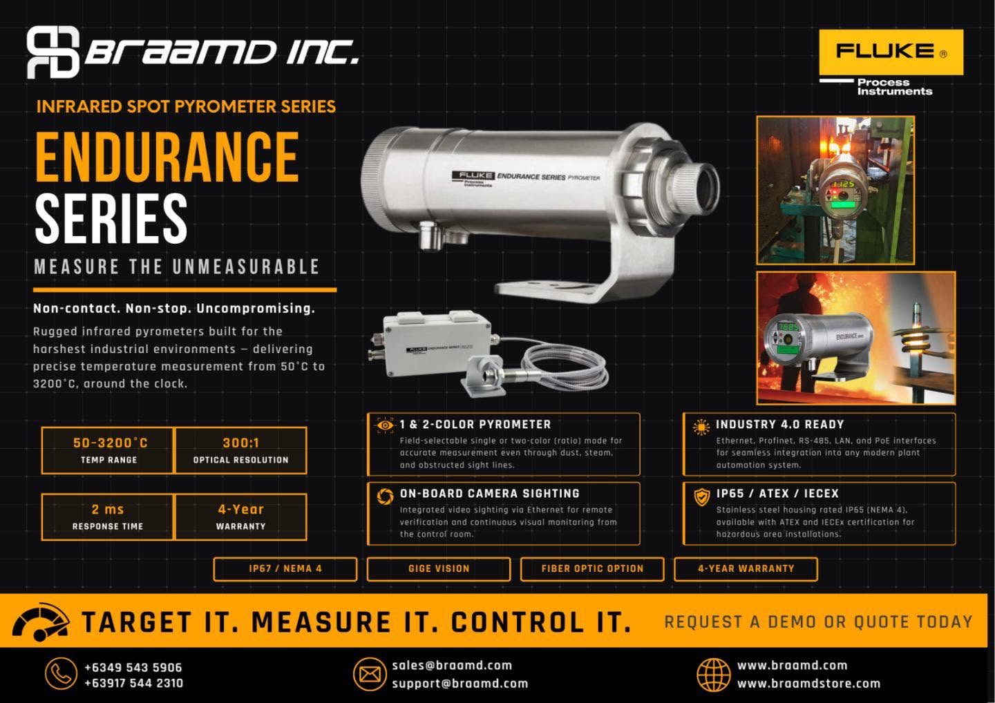 Fluke® Endurance® Series – High-Performance Infrared Pyrometers for Continuous Non-Contact Temperature Measurement