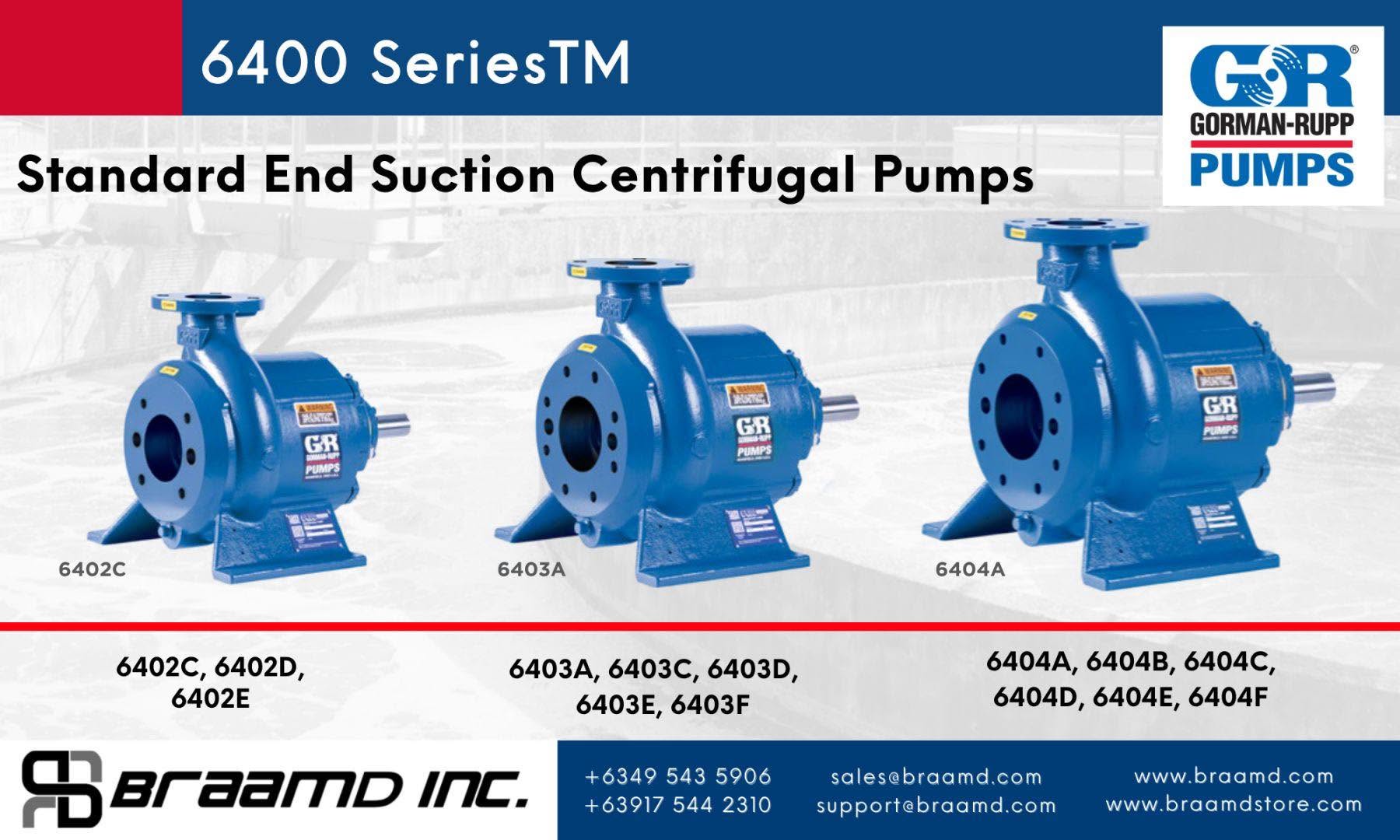 Gorman-Rupp’s 6400 Series™ end suction centrifugal pumps