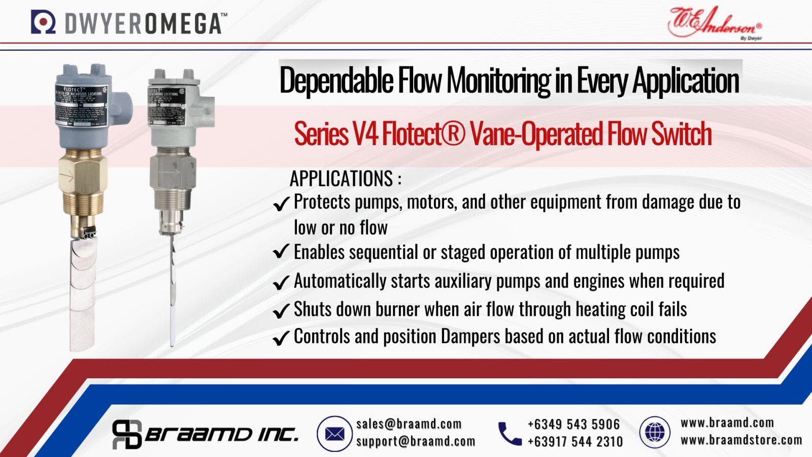 Dwyer-Omega Series V4 Flotect® Vane-Operated Flow Switch