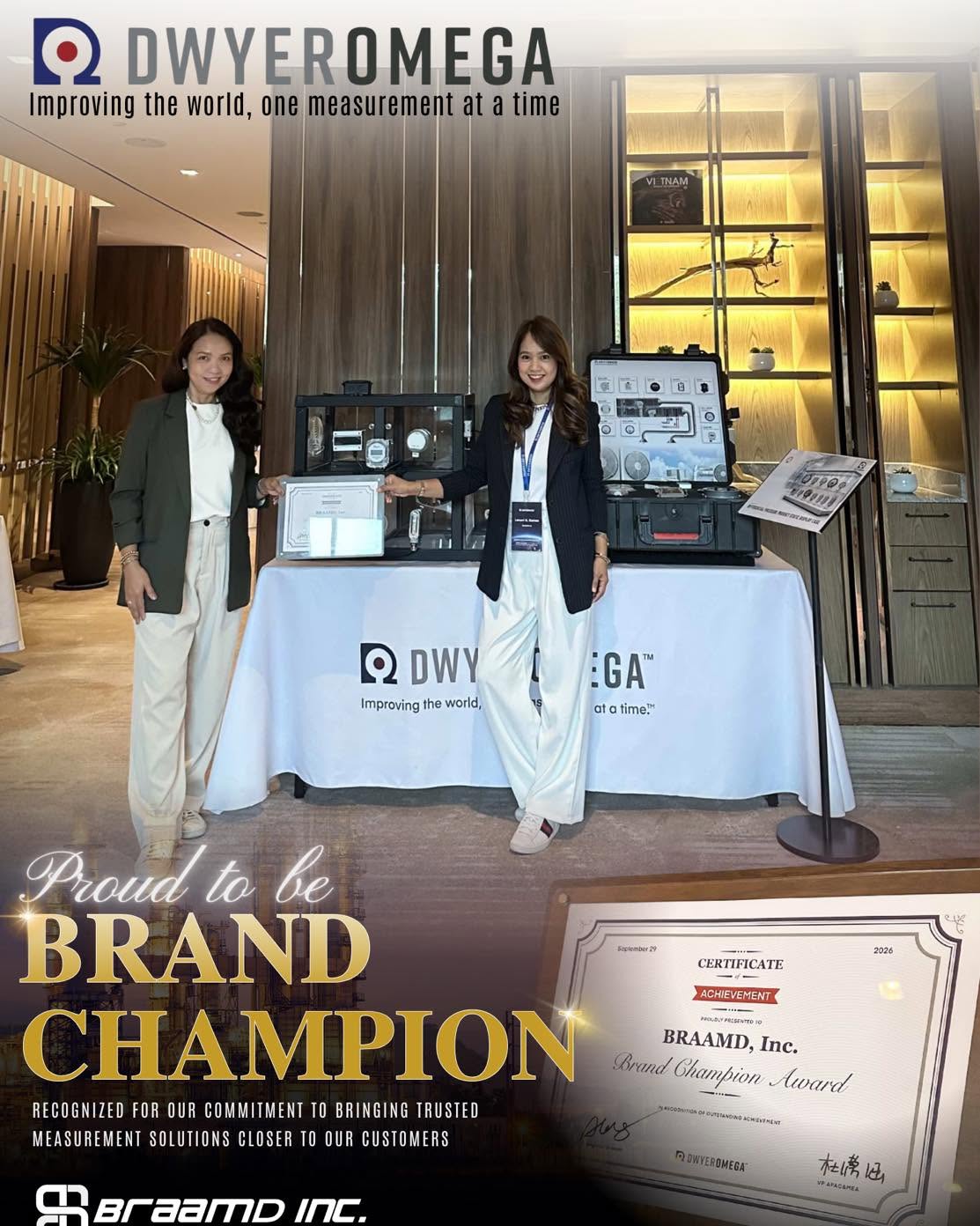 Honored and proud to receive the Brand Champion Award at the DwyerOmega 2026 Partner Conference.